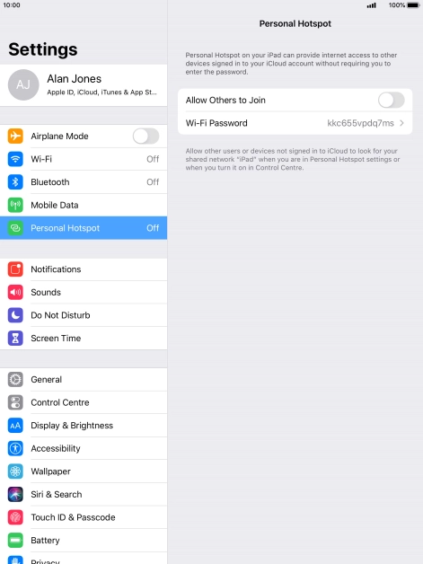 Press Wi-Fi Password and key in the required password.