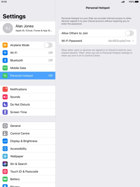 Press Wi-Fi Password and key in the required password.