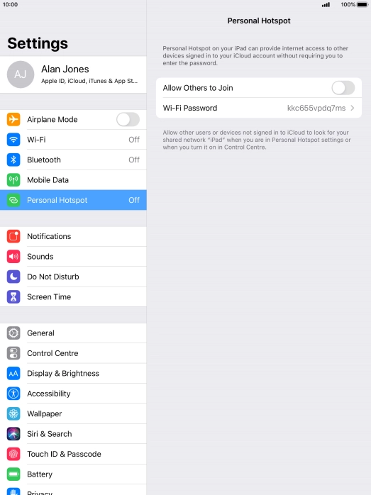 Press Wi-Fi Password and key in the required password.