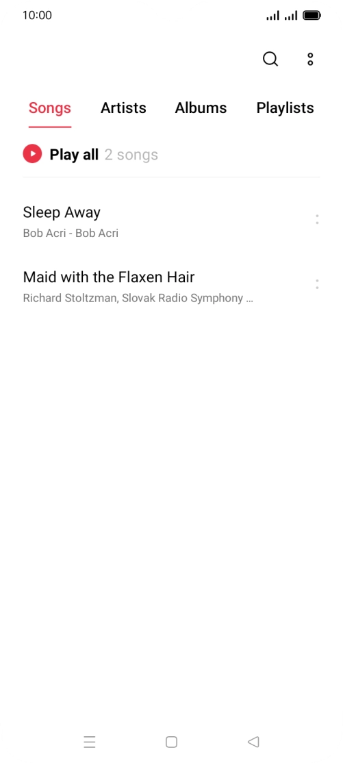 Press the required category and go to the required audio file.