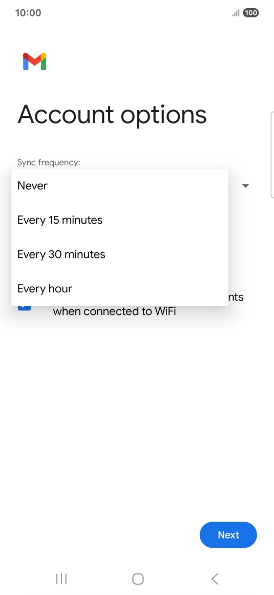 Press the required setting.