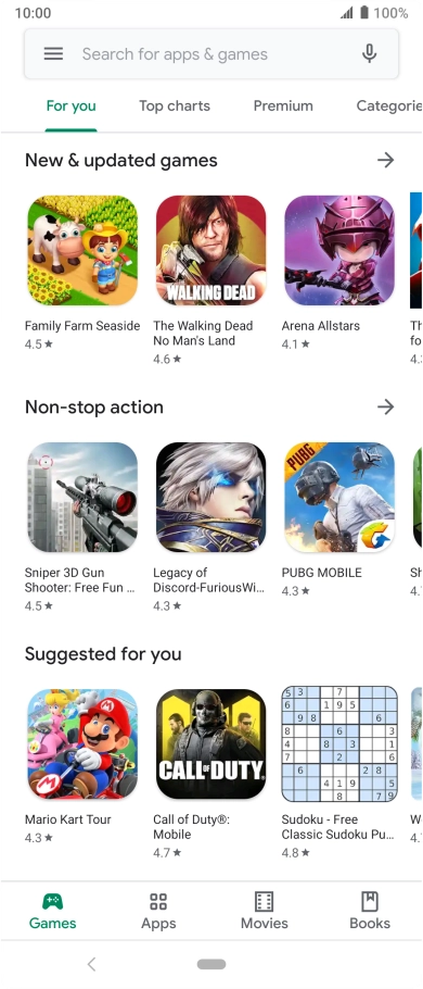 Slide your finger right starting from the left side of the screen.