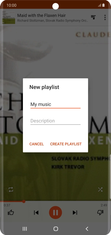 Key in a name for the playlist and press CREATE PLAYLIST.