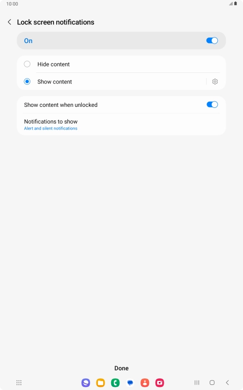 Press the indicators next to the required settings.