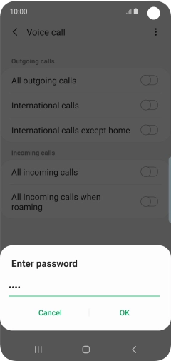 Key in your barring password and press OK.