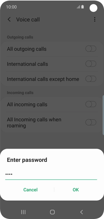 Key in your barring password and press OK.
