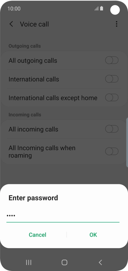 Key in your barring password and press OK.