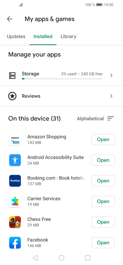Press the required app.