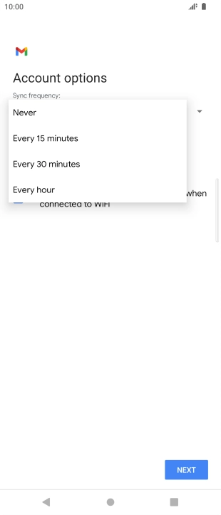 Press the required setting.