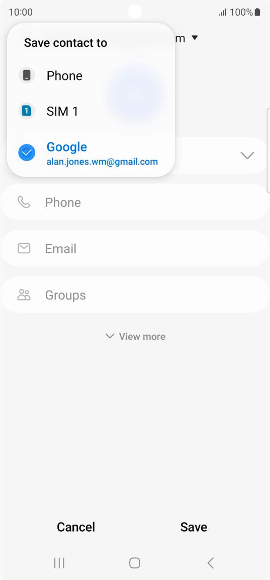 Press the required Google account.