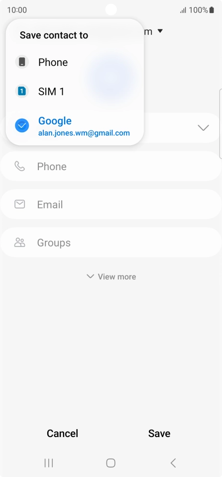 Press the required Google account.