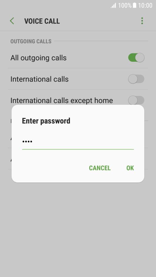 Key in your barring password and press OK.