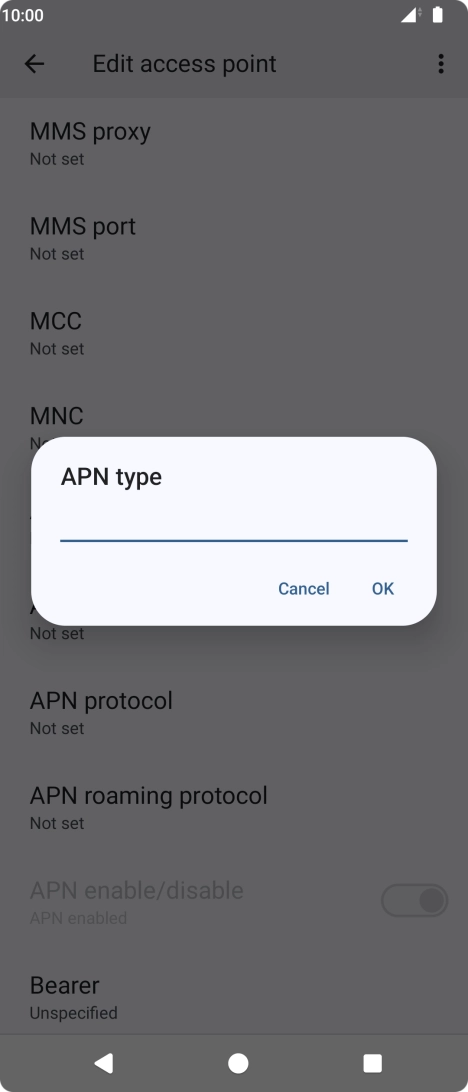Key in default and press OK.