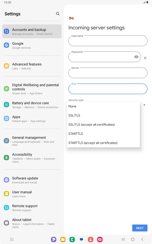 Press SSL/TLS.