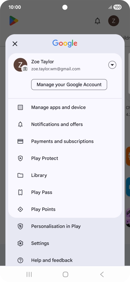 Press Manage apps and device.