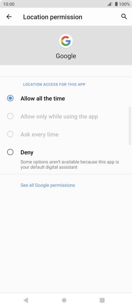 Press the required setting.