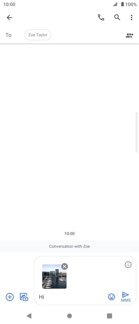 Press the send icon when you've finished your MMS.