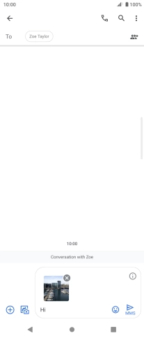 Press the send icon when you've finished your MMS.