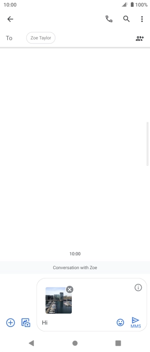 Press the send icon when you've finished your MMS.