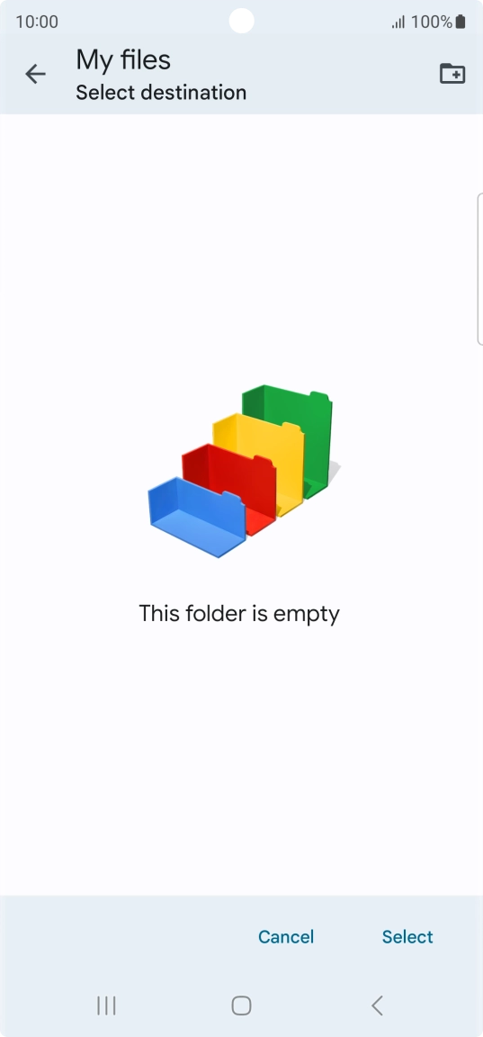 To create a new folder, press the new folder icon and follow the instructions on the screen to create a new folder.