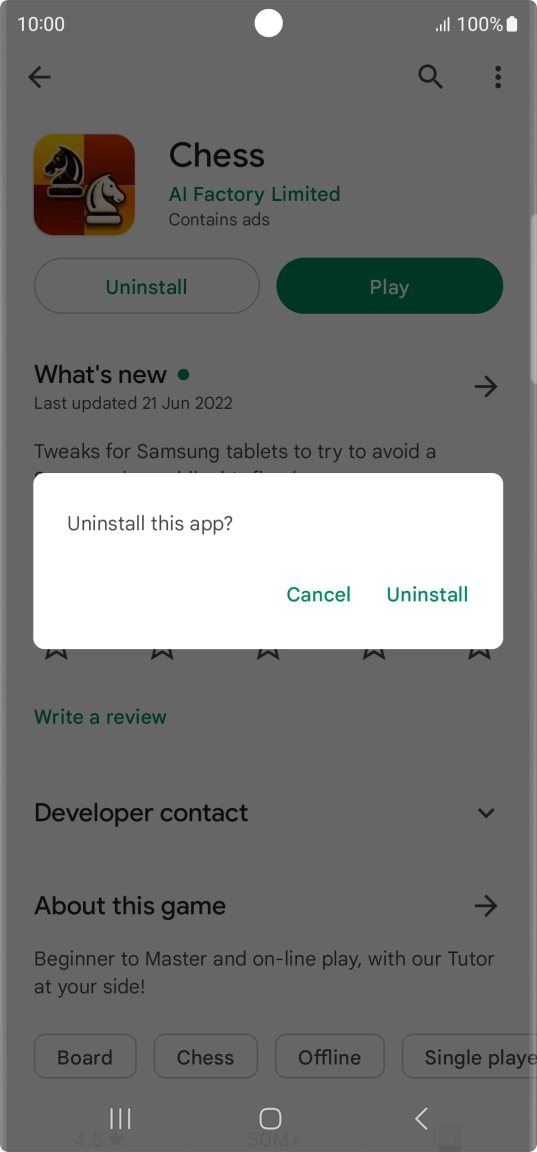 Press Uninstall.