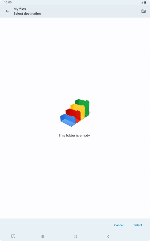 To create a new folder, press the new folder icon and follow the instructions on the screen to create a new folder.