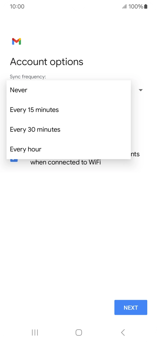 Press the required setting.