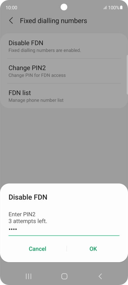 Key in your PIN2 and press OK. The default PIN2 is 0000.