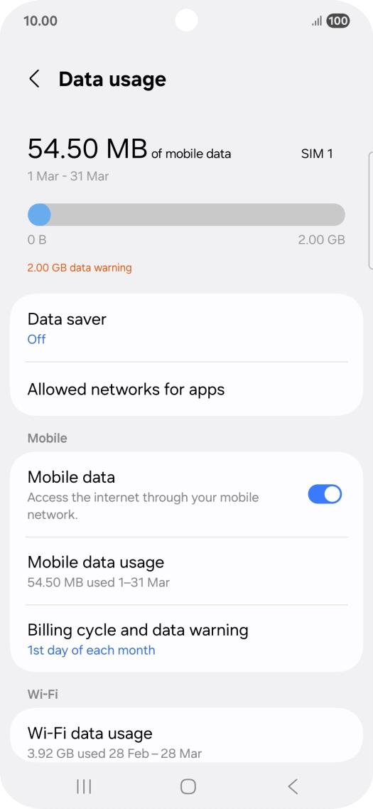 The total data usage is displayed.