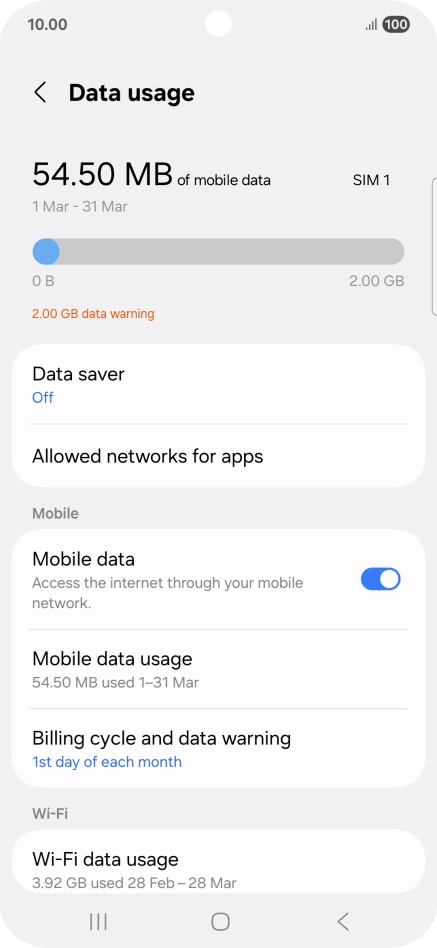The total data usage is displayed.