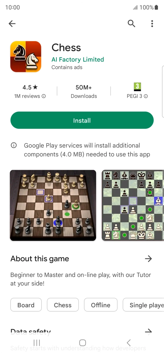 Press Install and follow the instructions on the screen to install the app.