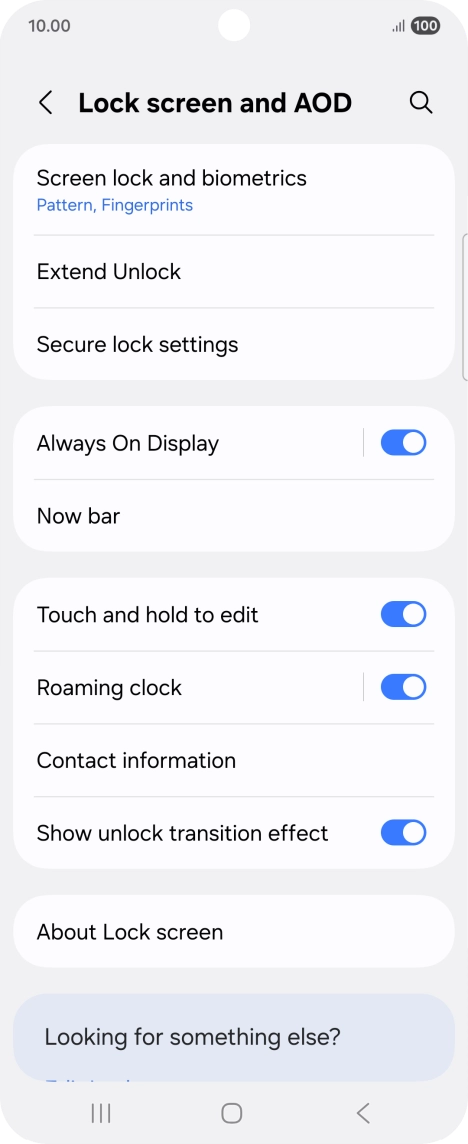 Press Screen lock and biometrics and key in the additional phone lock code you created earlier.