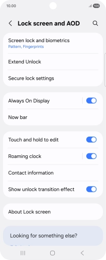 Press Screen lock and biometrics and key in the additional phone lock code you created earlier.