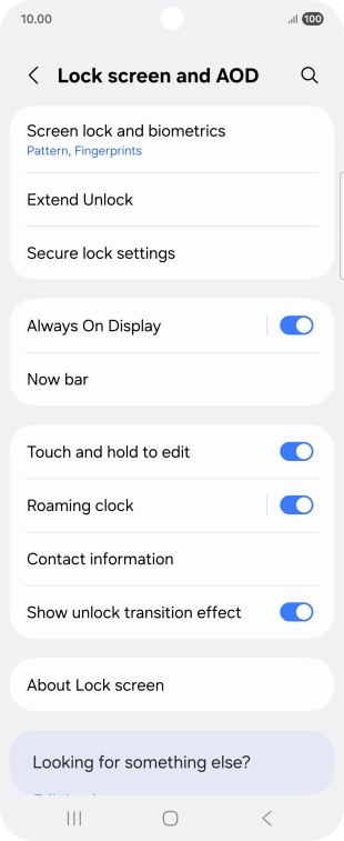 Press Screen lock and biometrics and key in the additional phone lock code you created earlier.