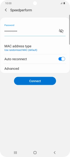 Key in the password for the Wi-Fi network and press Connect.