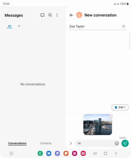 Press the send icon when you've finished your MMS.