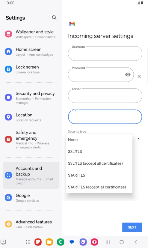 Press SSL/TLS.