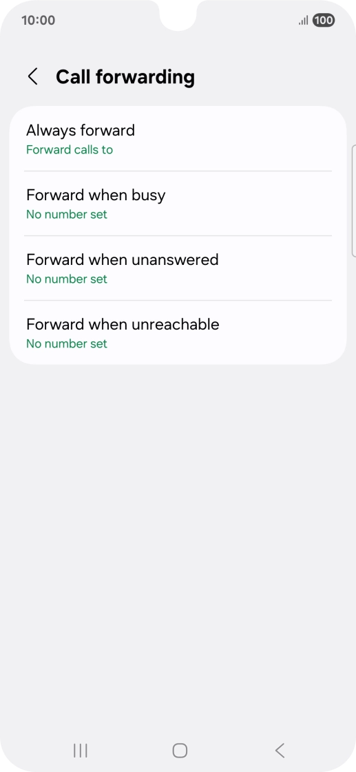 Press the required divert type.