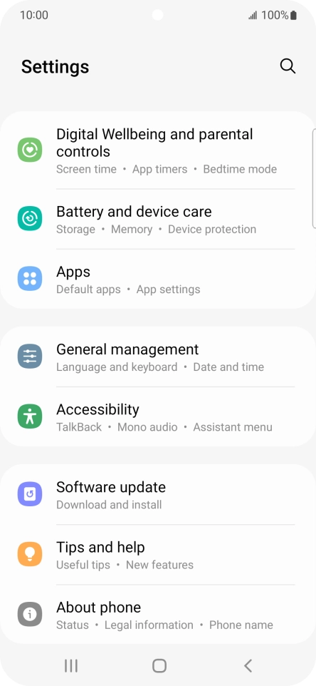 Press Battery and device care.