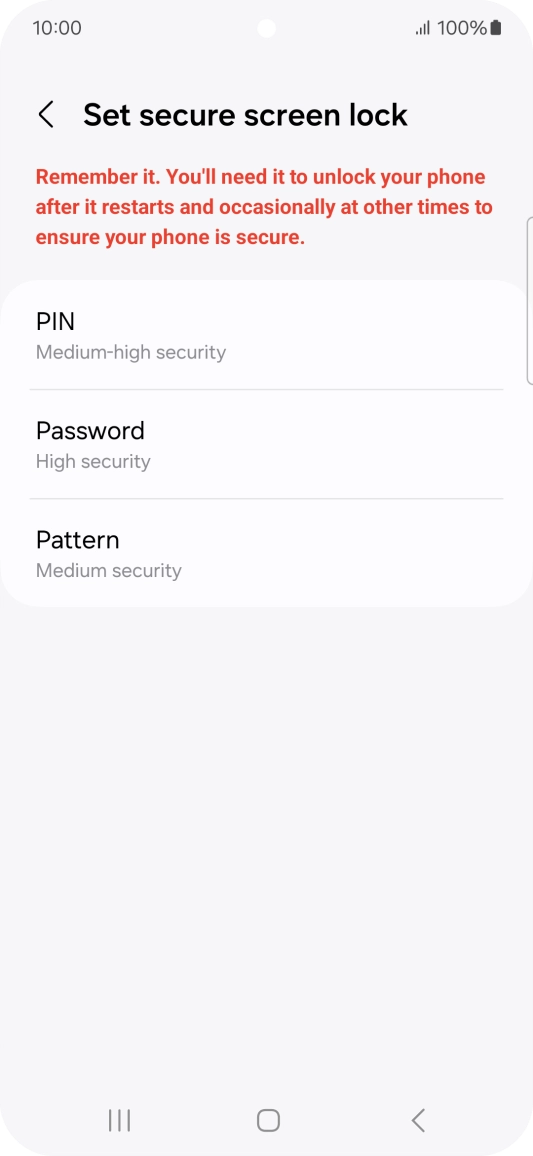 Press the required phone lock code and follow the instructions on the screen to create an additional phone lock code.
