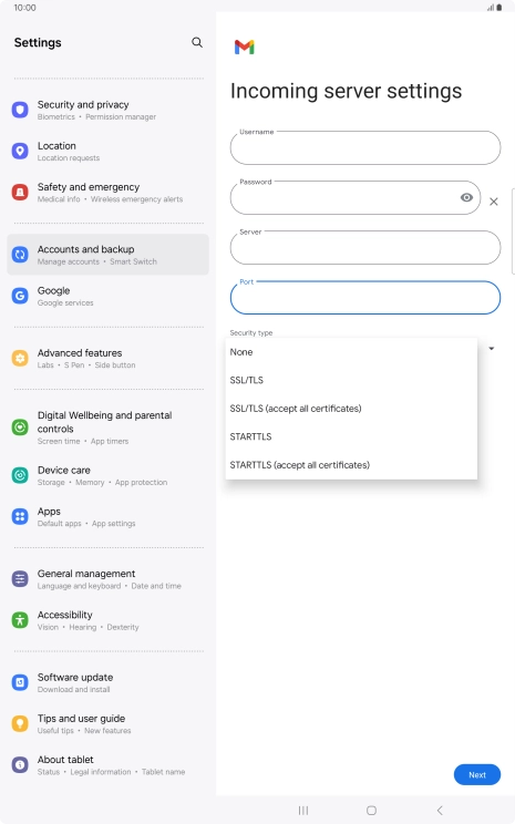 Press SSL/TLS.