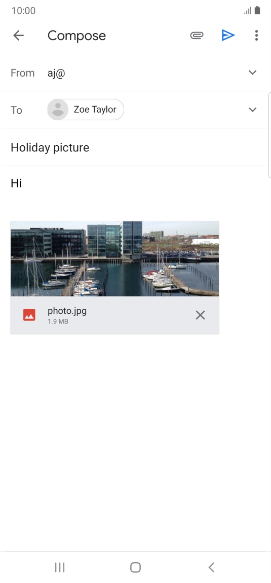 Press the send icon when you've finished your email.
