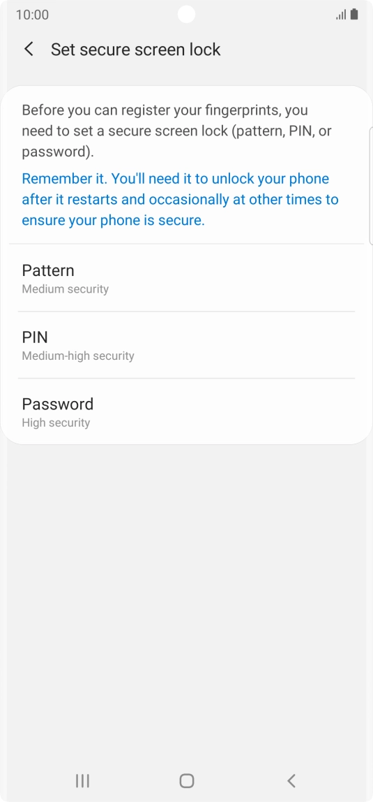 Press the required phone lock code and follow the instructions on the screen to create an additional phone lock code.