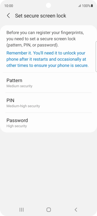 Press the required phone lock code and follow the instructions on the screen to create an additional phone lock code.