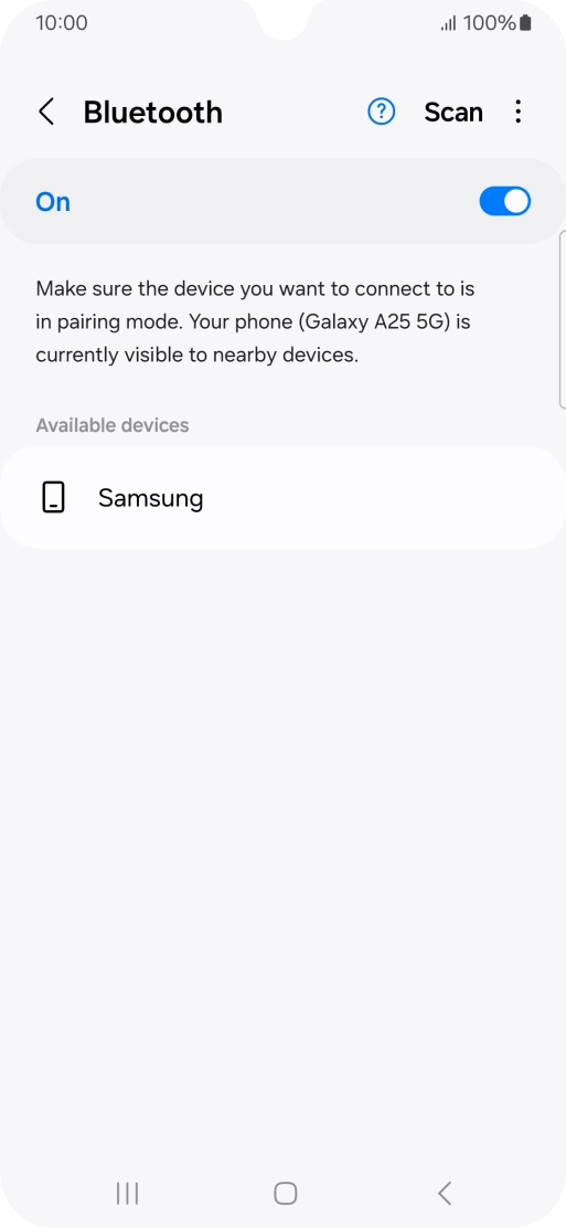 Press the required Bluetooth device and follow the instructions on the screen to pair the device with your phone.