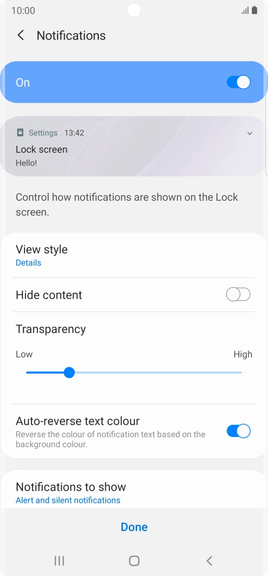 Press the required settings to turn them on or off.