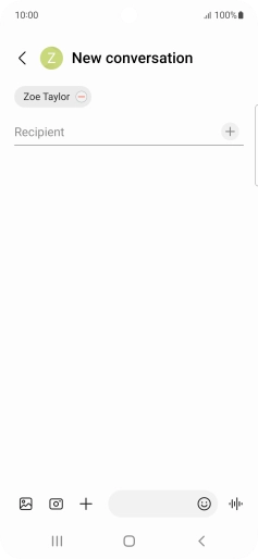 Press the text input field and write the text for your MMS.
