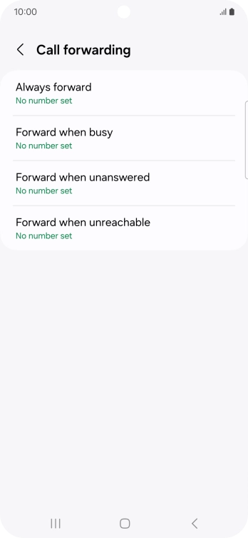 Press the required divert type.