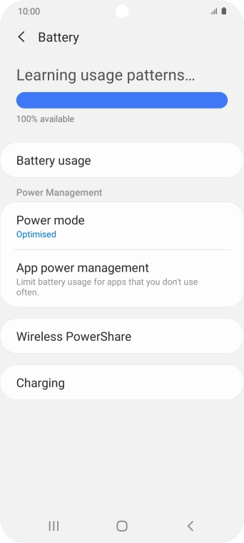 Press Power mode.