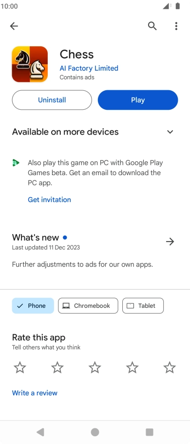 Press Uninstall.